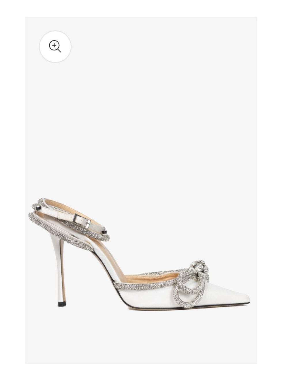 MACH & MACH White and Silver Crystal-Embellished Double Bow Heels